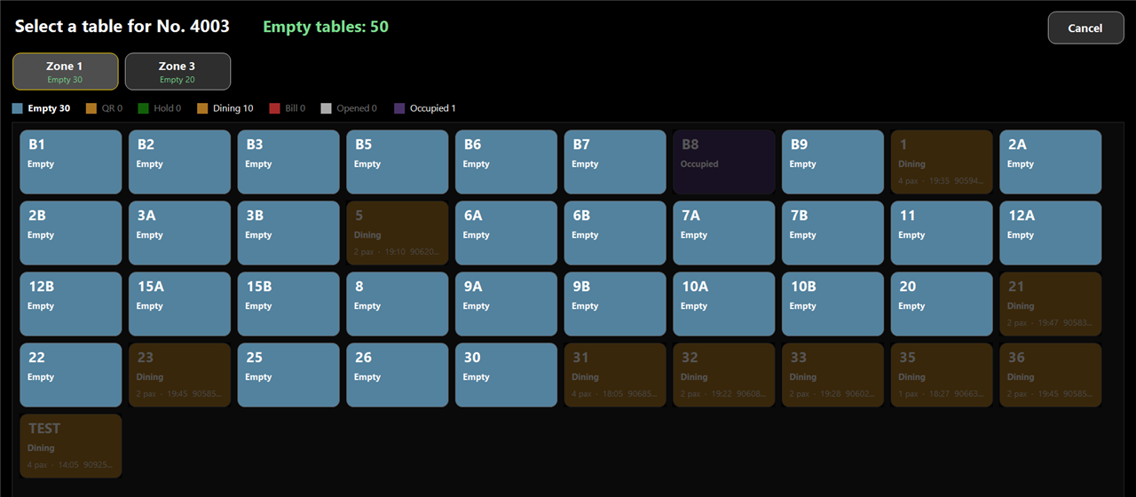 Select a table page